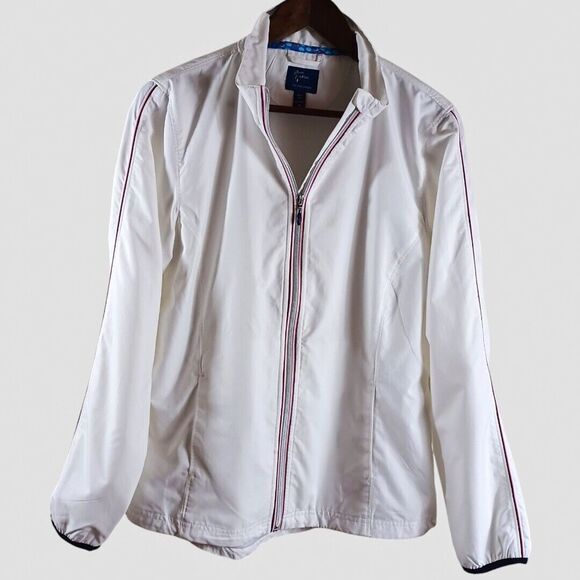 LPGA Collection Medium White Golf Tennis Jacket Full Zip Vented Athletic Stretch - Picture 2 of 9